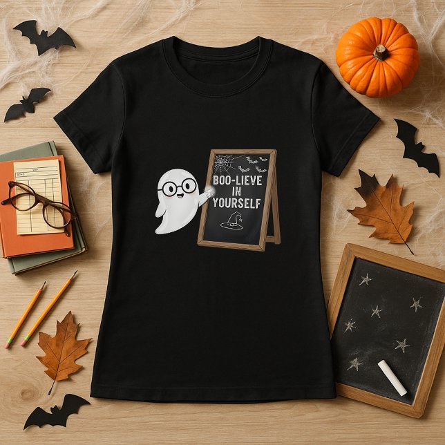 Camiseta Professora do Halloween Dotou Tee; BOO-LIEVE em si (Criador carregado)