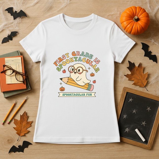 Camiseta Professora do Halloween, Gift Ghost & Pencil (Criador carregado)