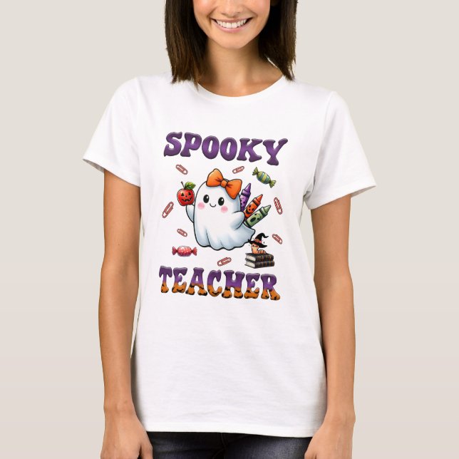 Camiseta Professora do Halloween Spooky (Frente)