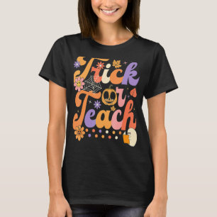 Camiseta Professora do Halloween Trick ou Ensino Retro Groo