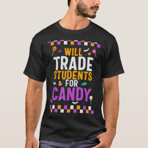 Camiseta Professora Do Halloween Vai Trocar Estudantes Por 