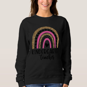 Camiseta Professora Do Jardim De Infância Leopard Arco-Íris