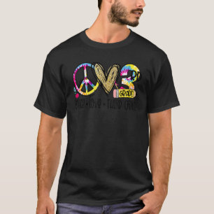 Camiseta Professora do Peace Love Third Grade Tie Dye