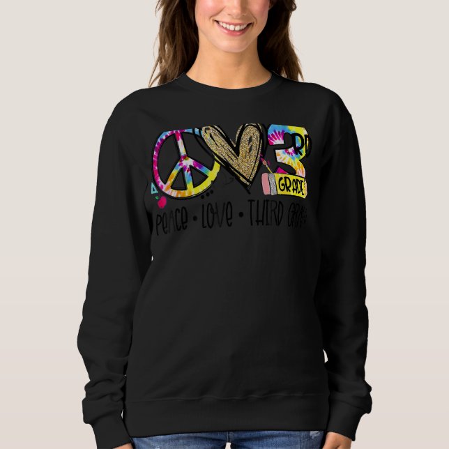 Camiseta Professora do Peace Love Third Grade Tie Dye (Frente)