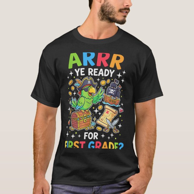 Camiseta professora do primeiro ano volta às aulas pirata (Frente)