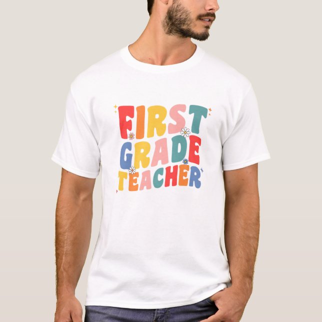 Camiseta Professora Do Primeiro Grau Para Mulheres Groovy R (Frente)
