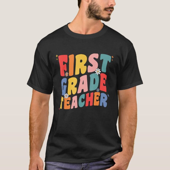 Camiseta Professora Do Primeiro Grau Para Mulheres Groovy R (Frente)