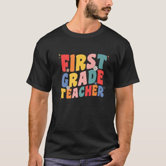 Camiseta Professora Do Primeiro Grau Para Mulheres Groovy R (Frente)