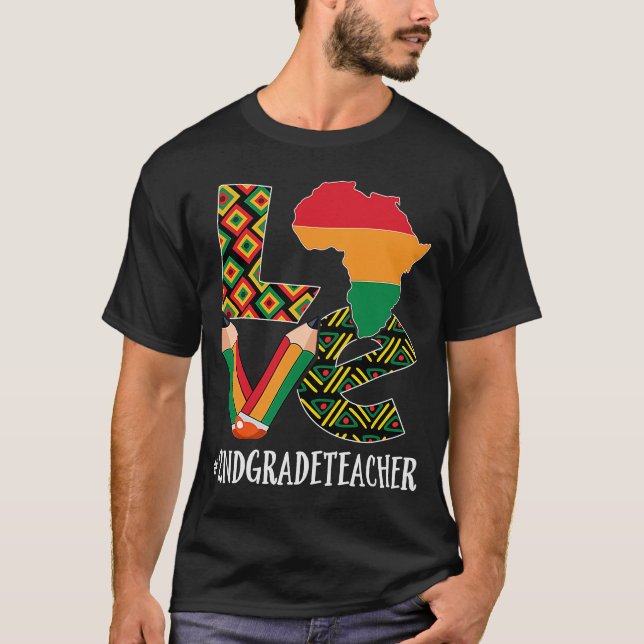 Camiseta Professora do segundo Ama o Black Hist Africano Am (Frente)