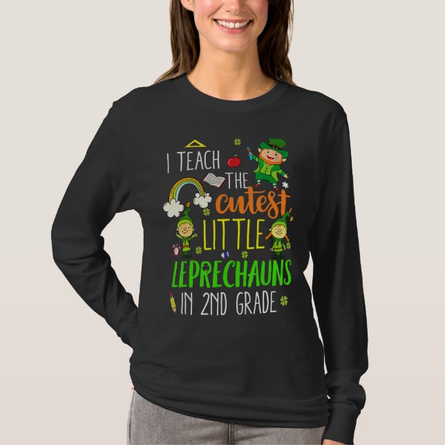 Camiseta Professora do segundo ano Rua de Leprechauns Cutes (Frente)