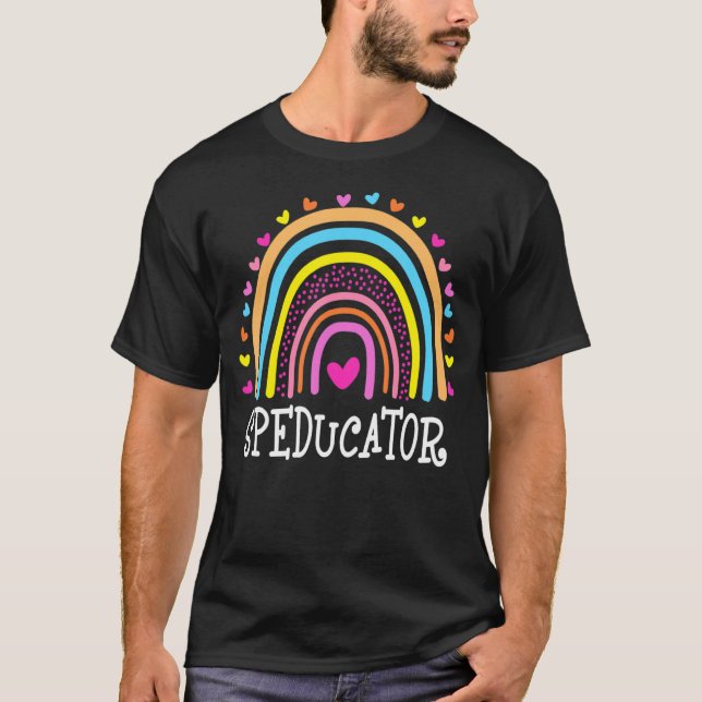 Camiseta Professora Especial de Educação Coração Arco-Íris (Frente)
