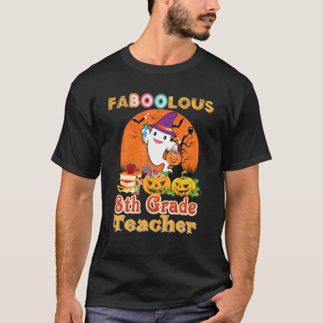 Camiseta Professora Fabulosa de creche Boo Ghost (Frente)