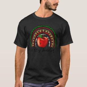 Camiseta Professora feliz Apple Christmas Leopard Buffalo P