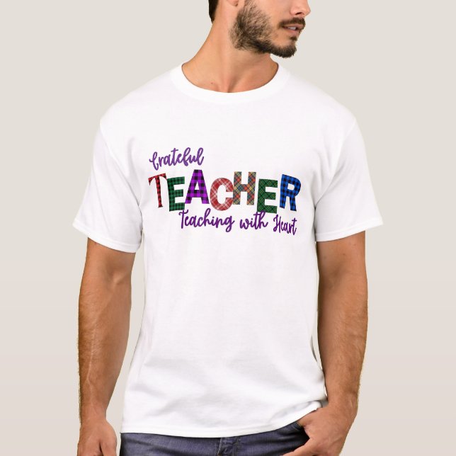 Camiseta Professora Grata, Ensinando com Ação de Graças do  (Frente)
