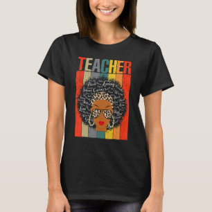 Camiseta Professora História Negra Mês Leopard Messy Bun Af