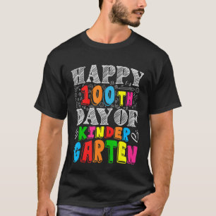 Camiseta Professora Kinder Garten Estudante feliz 100º Dia 
