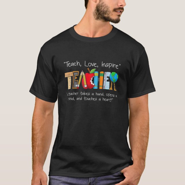 Camiseta Professora Leva Mão Abre Mente Toca Inspir Cardíac (Frente)