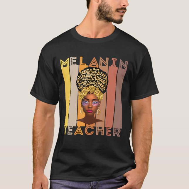 Camiseta Professora Melanin Black Professores Rainha Art Dr (Frente)