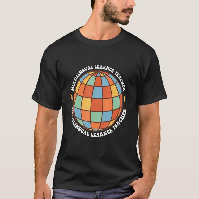 Camiseta Professora Multilíngue Retro Groovy Multilin (Frente)