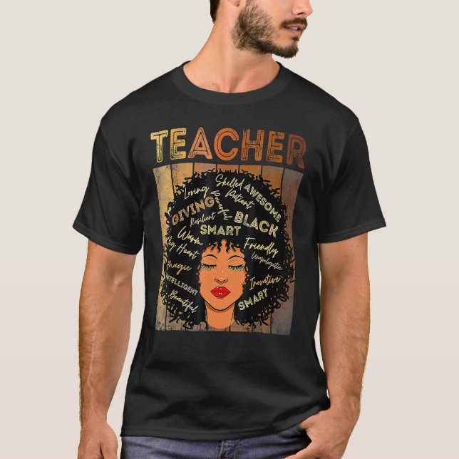 Camiseta Professora Negra Afro Retro Melanina História Negr (Frente)