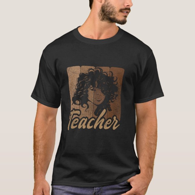 Camiseta Professora Negra Em Sombras De Melanina Afro-Ameri (Frente)