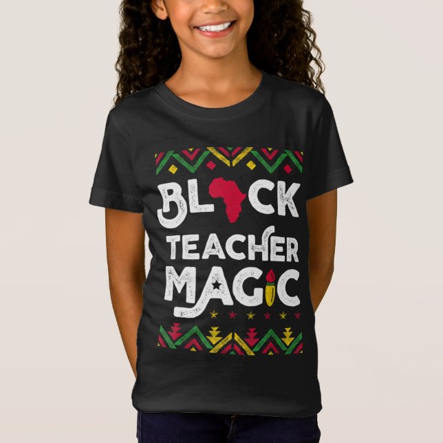 Camiseta Professora Negra Professora Magia História Negra M (Frente)
