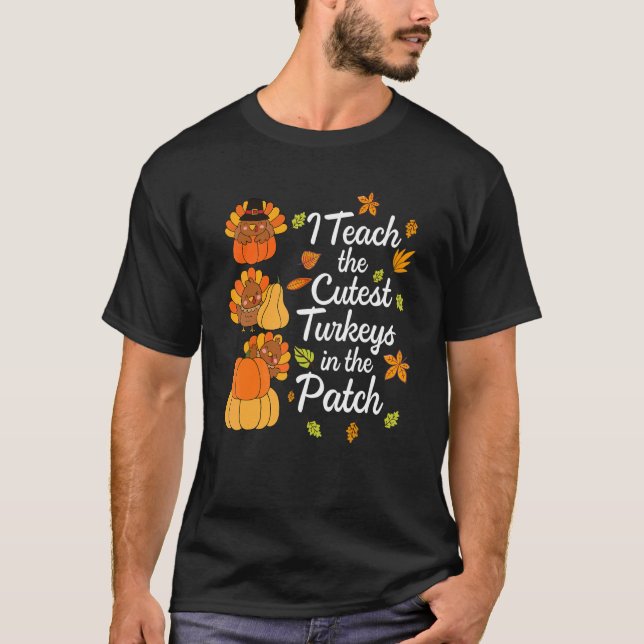 Camiseta Professora No Dia De Ação De Graças Eu Ensino Os P (Frente)
