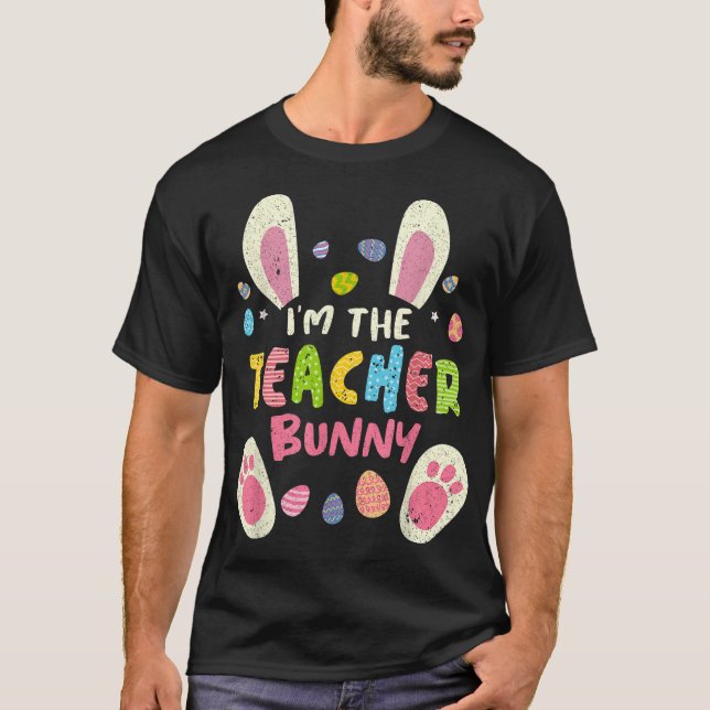 Camiseta Professora Páscoa do Partido Familiar Bunny Face C (Frente)