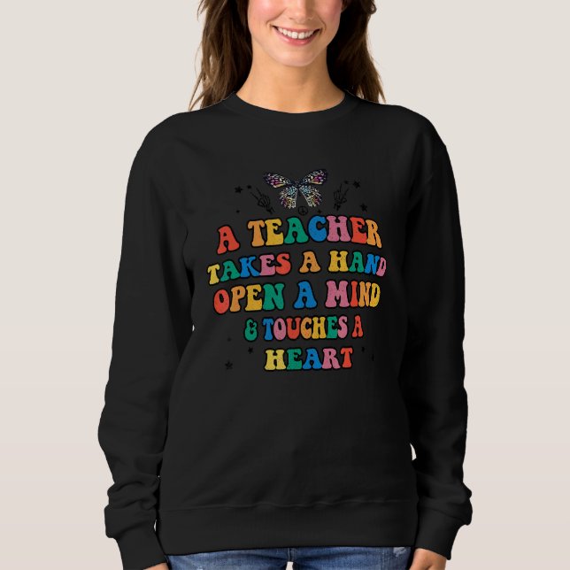Camiseta Professora Pega Mão Abre Mente E Toca (Frente)