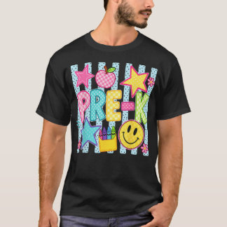 Camiseta Professora Pré-escolar Listrada Préppy de Volta à