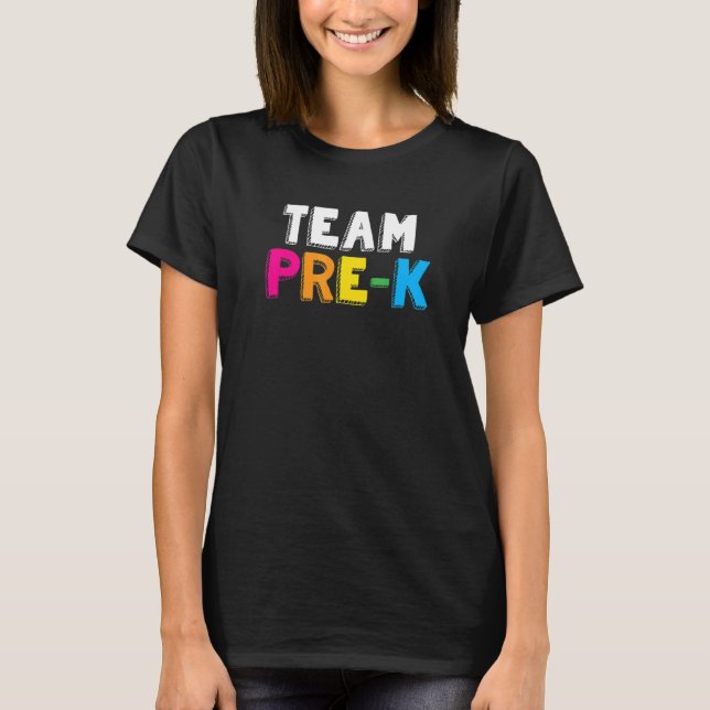 Camiseta Professora Pré-K Estudante De Pré-Escolas De Volta (Frente)