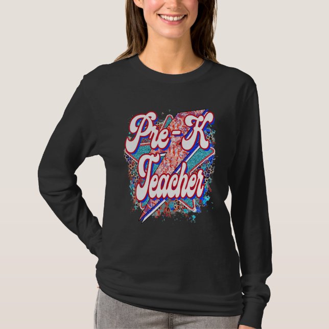 Camiseta Professora Pré K Professora Relâmpagos De Volta Pa (Frente)