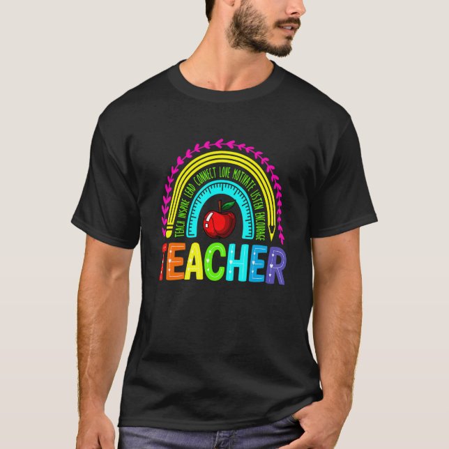 Camiseta Professora Rainbow Graphical Inspirational Teache (Frente)