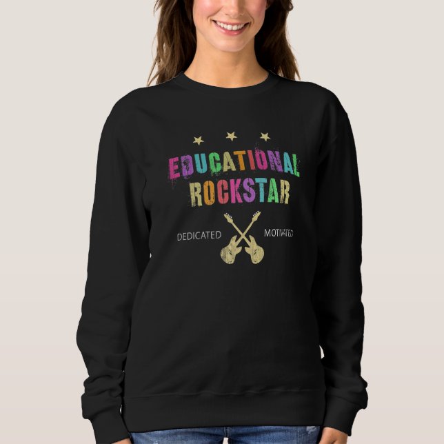 Camiseta Professora Rockstar educacional dedicada S motivad (Frente)