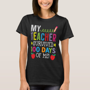 Camiseta Professora Sobreviveu A 100 Dias De Mim Aluno Alun