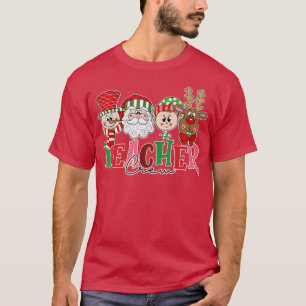 Camiseta Professora Tripulante Bonita Reindeer Neve No Nata