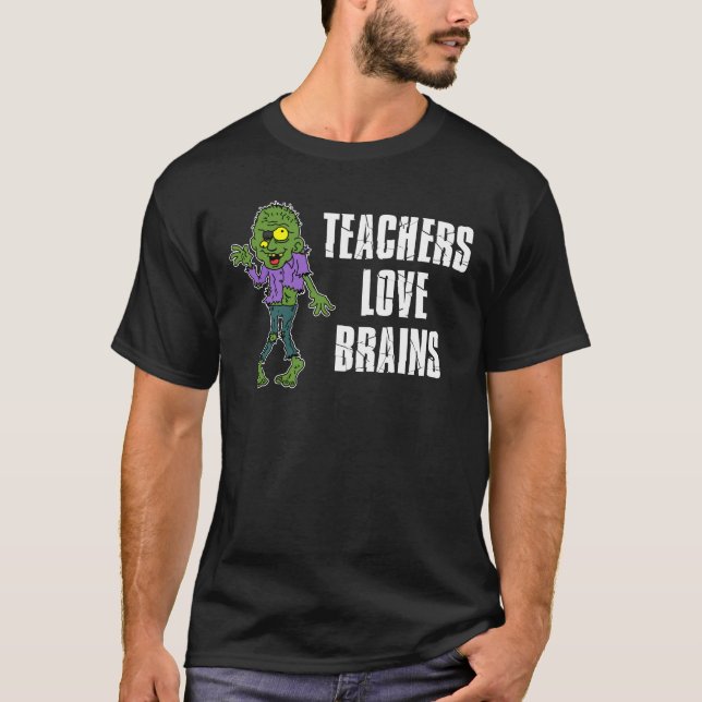Camiseta Professores Adoram Brains Zombie Cartoon (Frente)