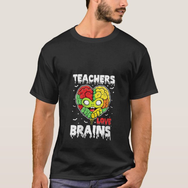 Camiseta Professores Adoram Cérebro de Halloween Tric (Frente)