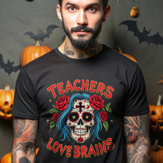 Camiseta Professores Adoram Cérebros de Açúcar do Halloween