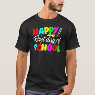 Camiseta Professores Crianças Fofo Escola Feliz Primeiro Di