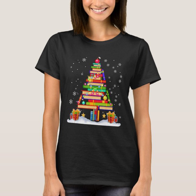 Camiseta Professores de Árvore de Natal adoram ler livros B (Frente)