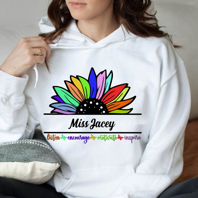 Camiseta Professores de flores selvagens Apreciação, profes (Listen Encourage Teacher Motivate Inspire,Teacher, Teacher Life, Teachers Appreciation hoodie)