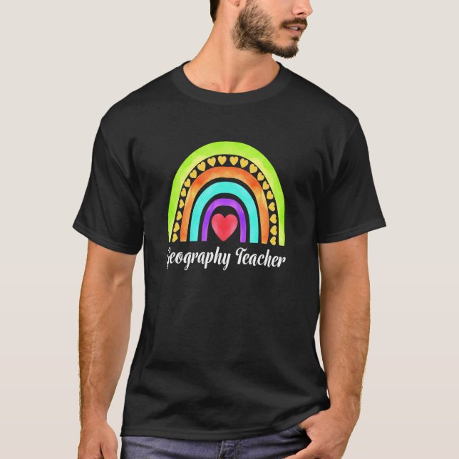 Camiseta Professores de Geografia Corações e Arcos-Chuva (Frente)