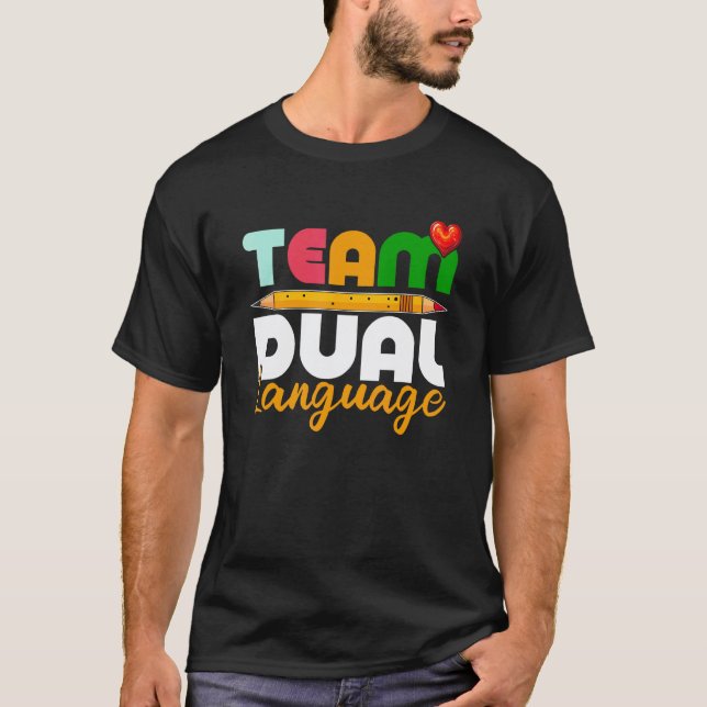 Camiseta Professores de Idiomas Duplos de Volta ao Esquadrã (Frente)