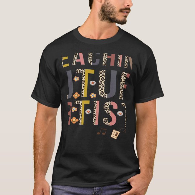 Camiseta Professores de Impressão Leopard Ensinando Futuros (Frente)