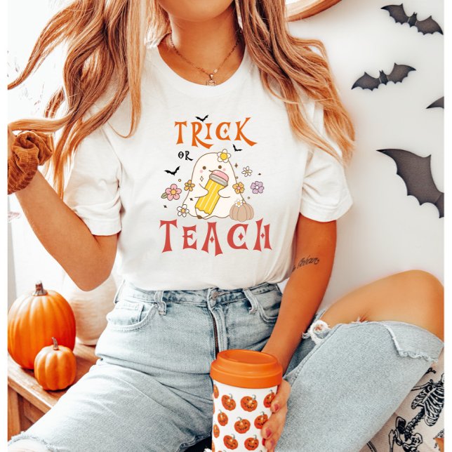 Camiseta Professores De Truque Ou Ensino De Halloween (Criador carregado)