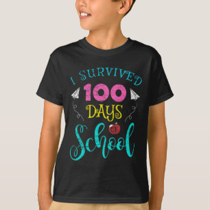 Camiseta Professores Divertidos Estudantes Eu Sobrevivi 100