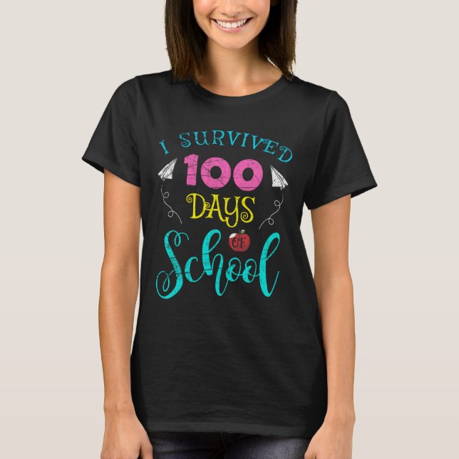 Camiseta Professores Divertidos Estudantes Eu Sobrevivi 100 (Frente)