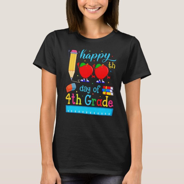 Camiseta Professores do 4º ano Feliz 100º Dia da Escola (Frente)