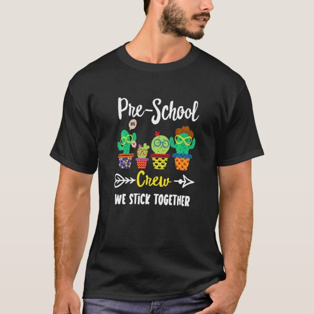 Camiseta Professores Pré-Escolares Da Equipe De Cactus Pré- (Frente)
